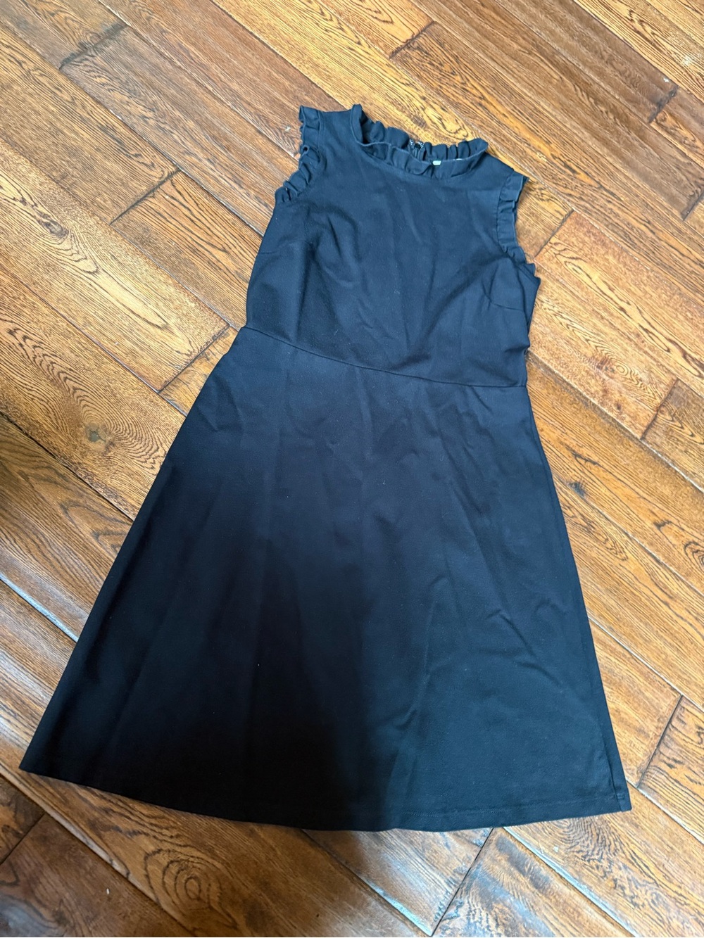 LOFT Black Sleeveless Ruffle-Neck Mini Dress